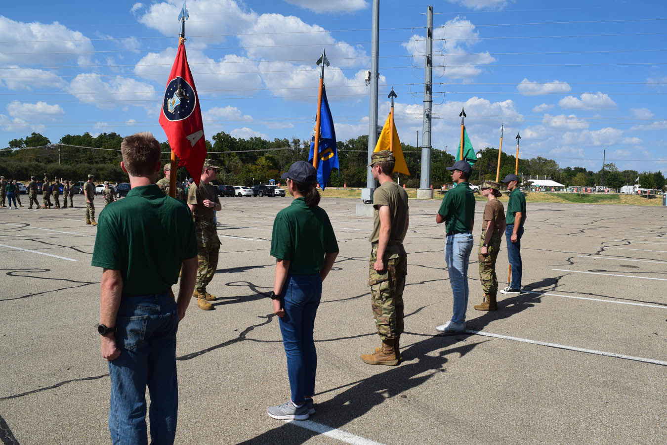 Cadets participating in marching practice 